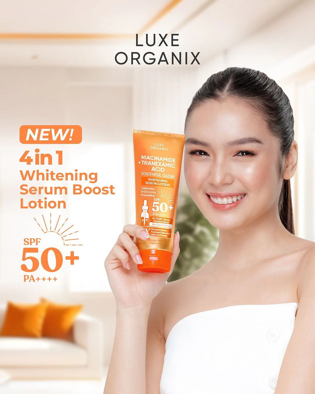 Luxe Organix Niacinamide + Tranexamic Acid Whitening Serum Lotion SPF 50 PA++++ 200ml