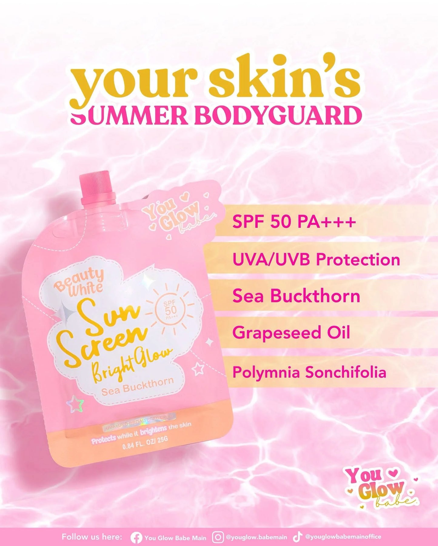You Glow Babe Beauty White Sunscreen Bright Glow SPF 50 PA+++ Twinpack