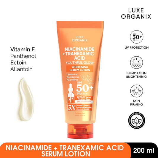 Luxe Organix Niacinamide + Tranexamic Acid Whitening Serum Lotion SPF 50 PA++++ 200ml