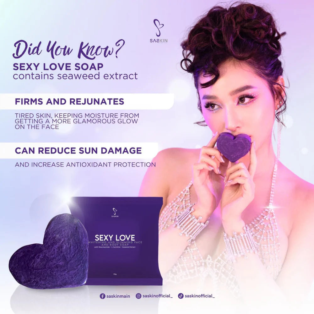 SASKIN Sexy Love Face and Body Soap, 3 Bars