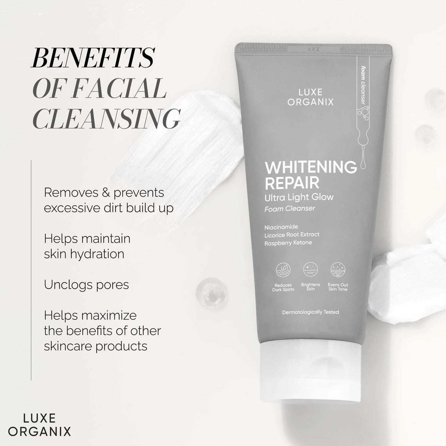 Luxe Organix Whitening Repair Cleanser Niacinamide 2% Cleanser 150ml