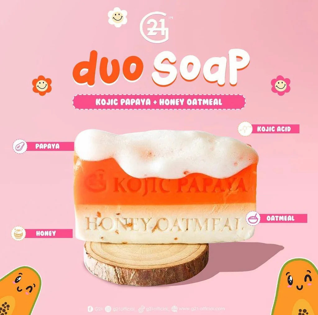 G21 Kojic Papaya + Honey Oatmeal Duo Soap