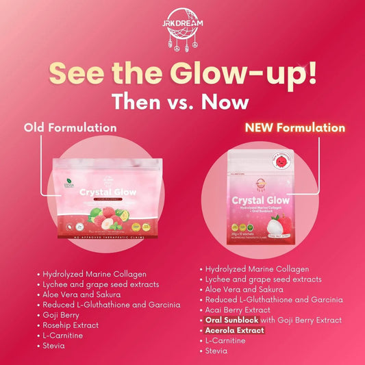 Crystal Glow Lychee Collagen & Glutathione Drink 10s (New Packaging)